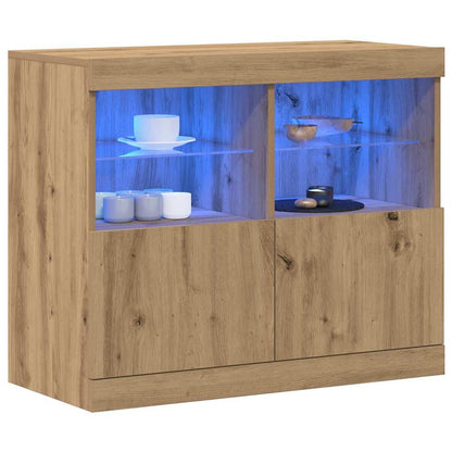 Sideboard with LED Lights 81x37x67 cm Artisan oak