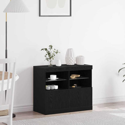 vidaXL LED Sideboard Black 81 x 37 x 66.5 cm Engineered Wood 1