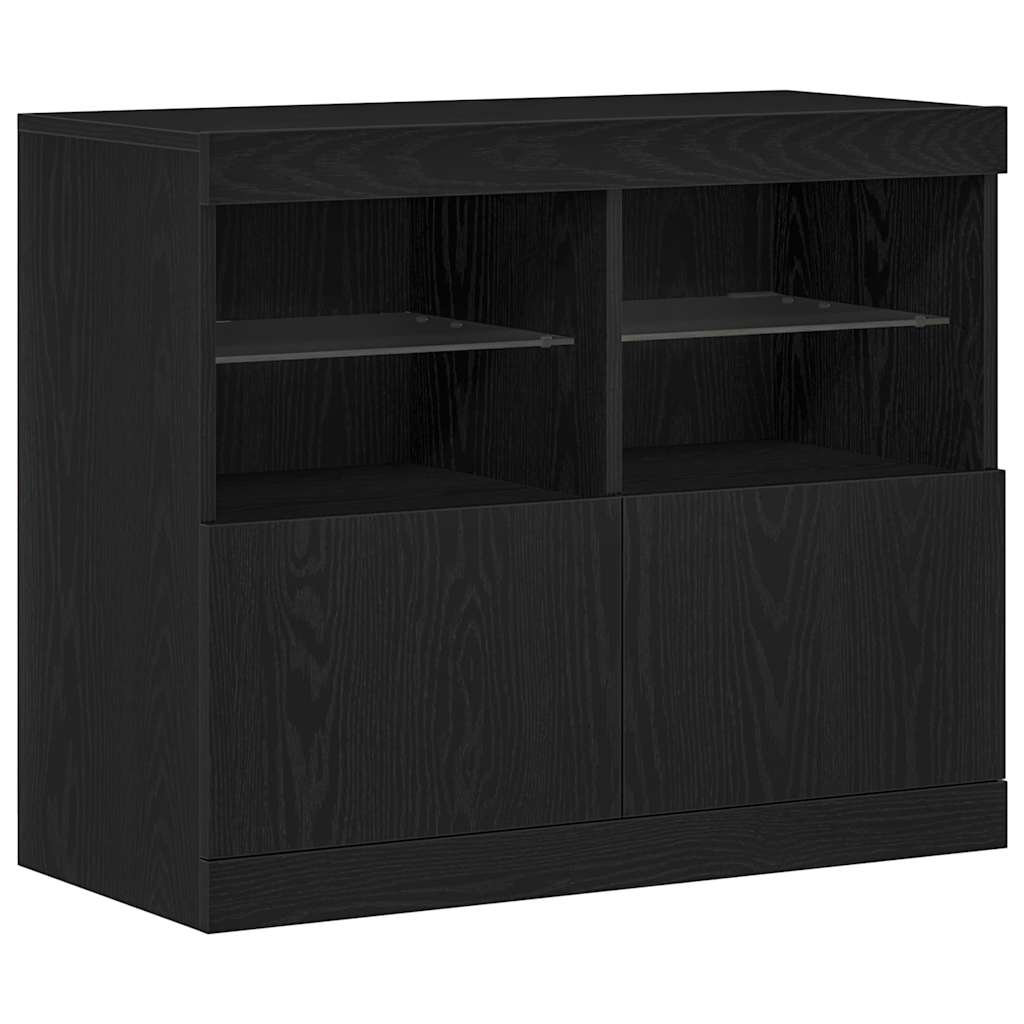 vidaXL LED Sideboard Black 81 x 37 x 66.5 cm Engineered Wood 2