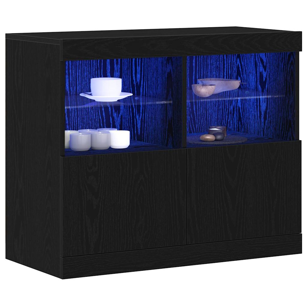 vidaXL LED Sideboard Black 81 x 37 x 66.5 cm Engineered Wood 3