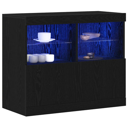 vidaXL LED Sideboard Black 81 x 37 x 66.5 cm Engineered Wood 3