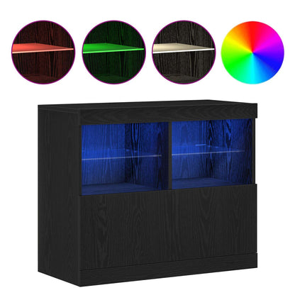 vidaXL LED Sideboard Black 81 x 37 x 66.5 cm Engineered Wood 4
