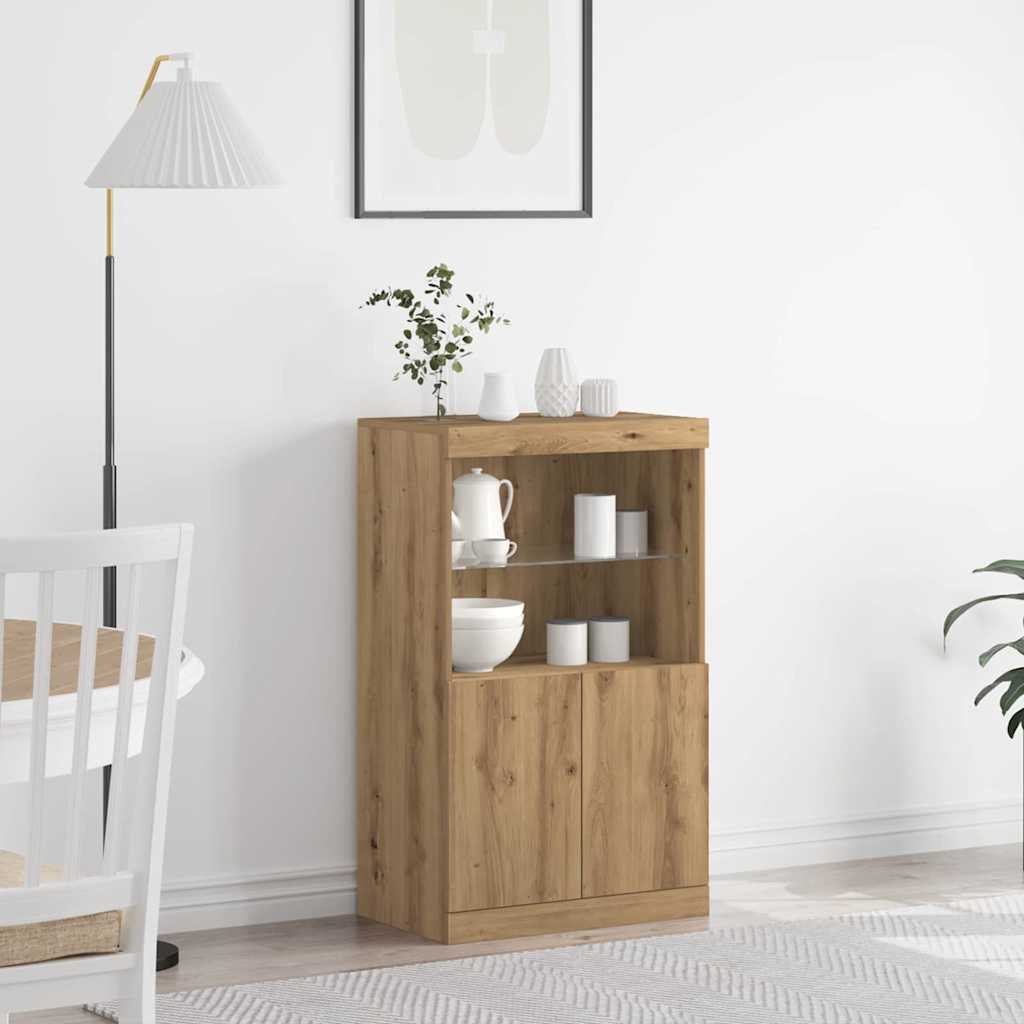 vidaXL LED Sideboard Brown 60 x 37 x 100 cm Engineered Wood 1