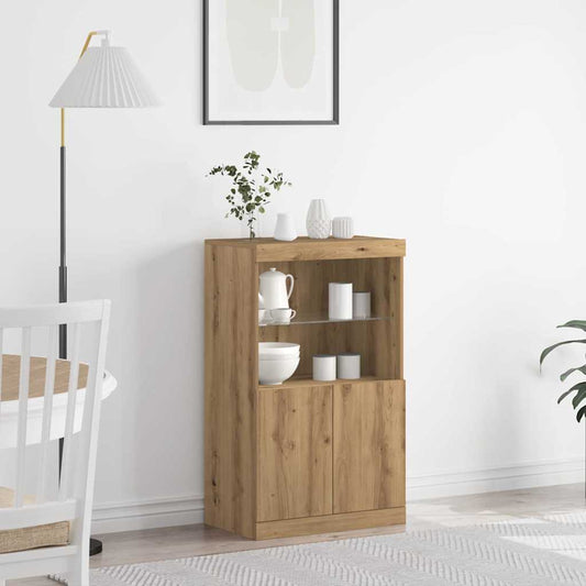 vidaXL LED Sideboard Brown 60 x 37 x 100 cm Engineered Wood 1