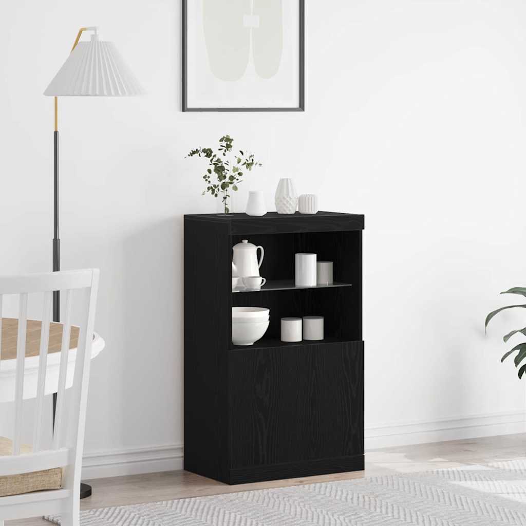 vidaXL LED Sideboard Black 60 x 37 x 100 cm Engineered Wood 1