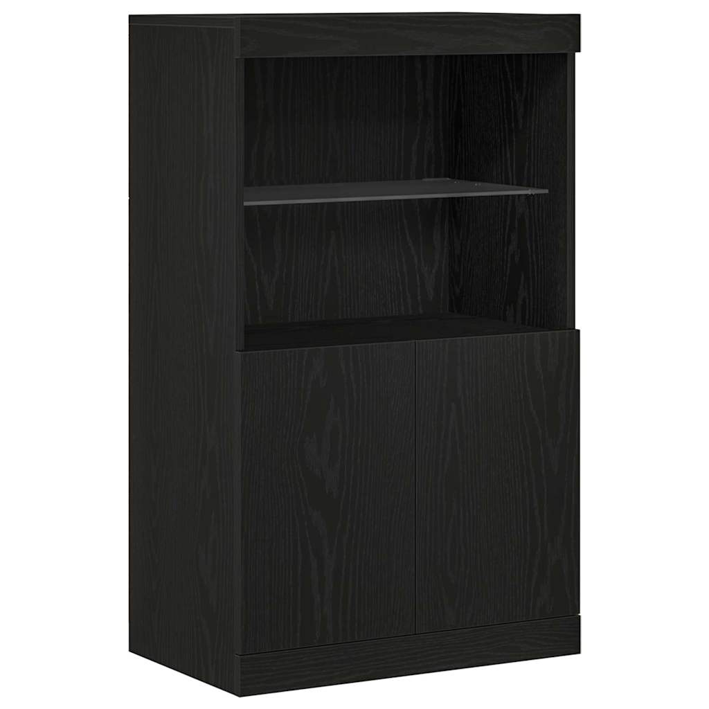 Sideboard with LED Lights 60,5x37x100 cm Black oak