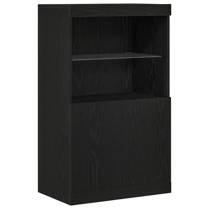 Sideboard with LED Lights 60,5x37x100 cm Black oak
