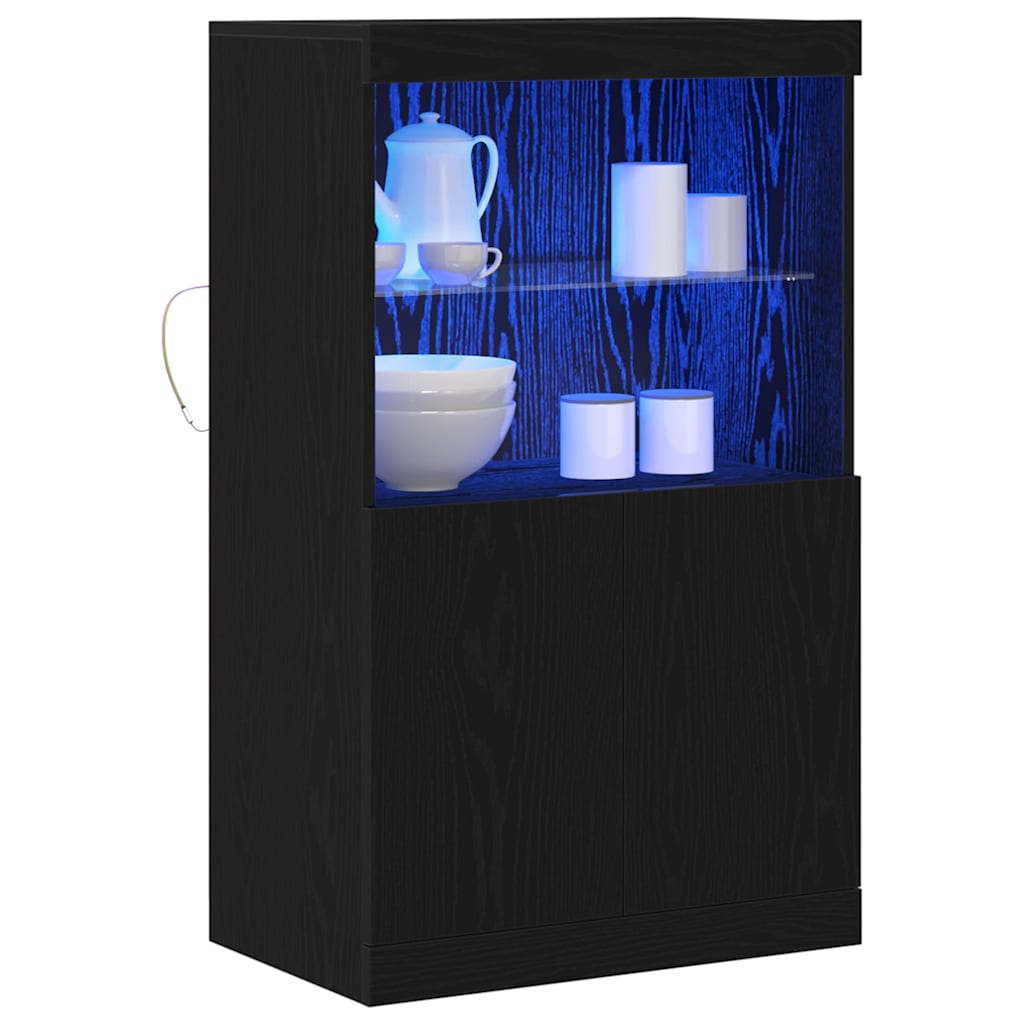 Sideboard with LED Lights 60,5x37x100 cm Black oak