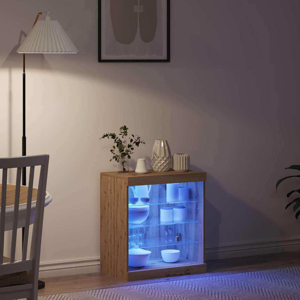 vidaXL LED Sideboard Artisan Oak 60.5 x 37 x 67 cm Engineered Wood 5