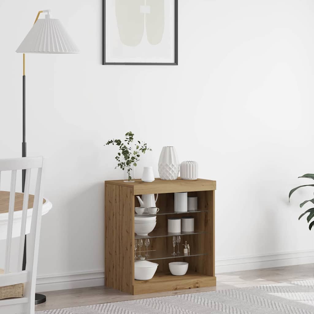 vidaXL LED Sideboard Artisan Oak 60.5 x 37 x 67 cm Engineered Wood 1