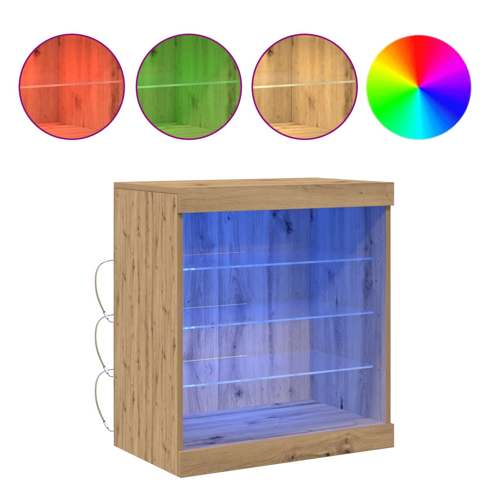 vidaXL LED Sideboard Artisan Oak 60.5 x 37 x 67 cm Engineered Wood 4