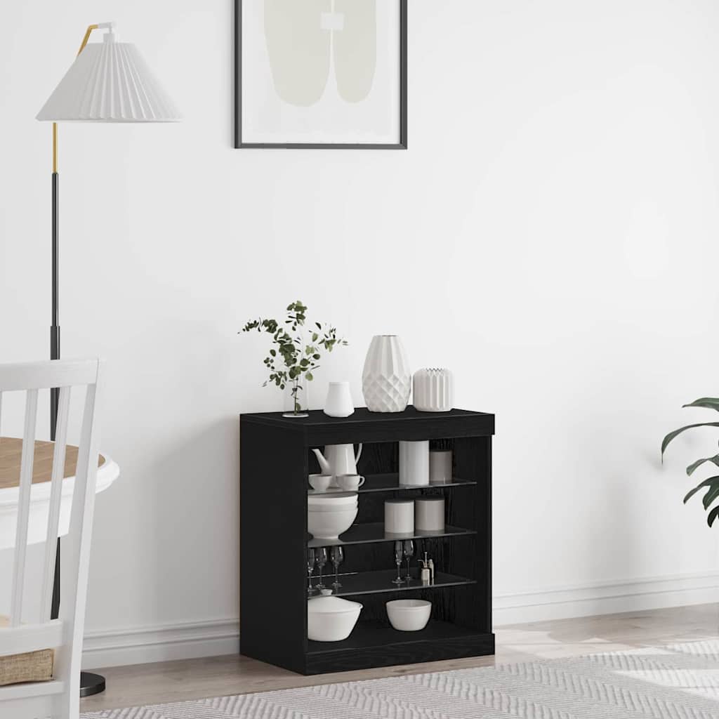 vidaXL LED Sideboard Black Oak 60.5 x 37 x 67 cm Engineered Wood 1