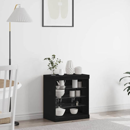 vidaXL LED Sideboard Black Oak 60.5 x 37 x 67 cm Engineered Wood 1