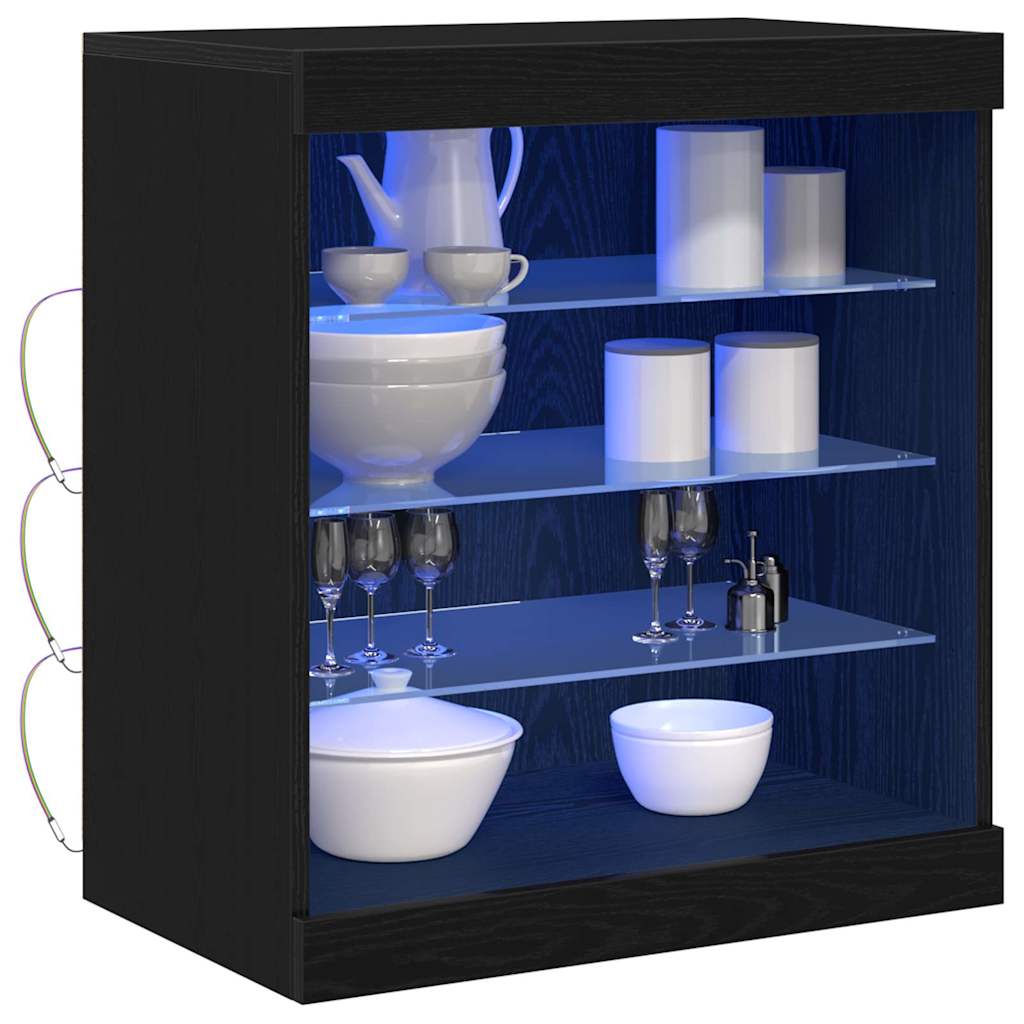 vidaXL LED Sideboard Black Oak 60.5 x 37 x 67 cm Engineered Wood 3