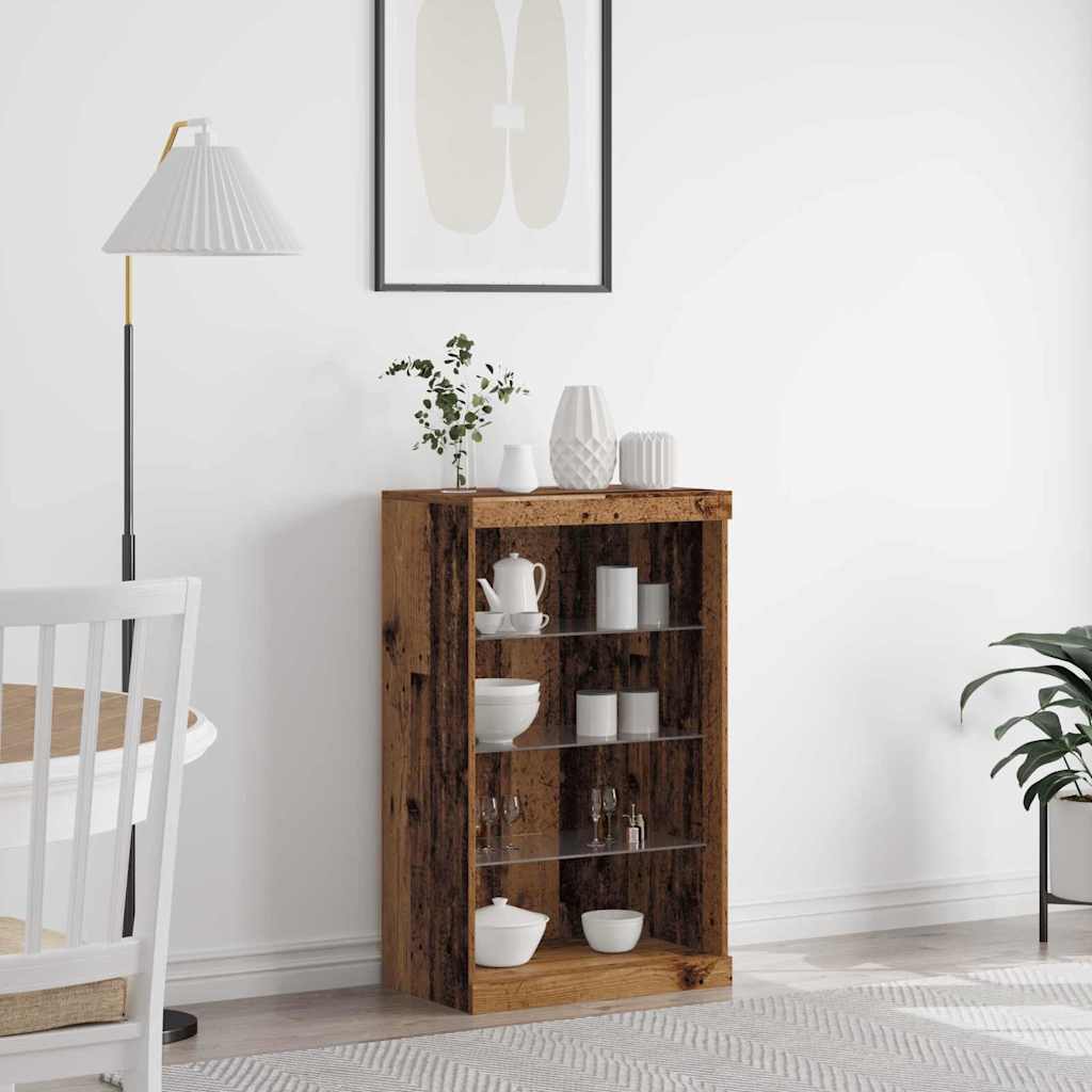 vidaXL LED Sideboard Old Wood 60.5 x 37 x 100 cm Engineered Wood 1