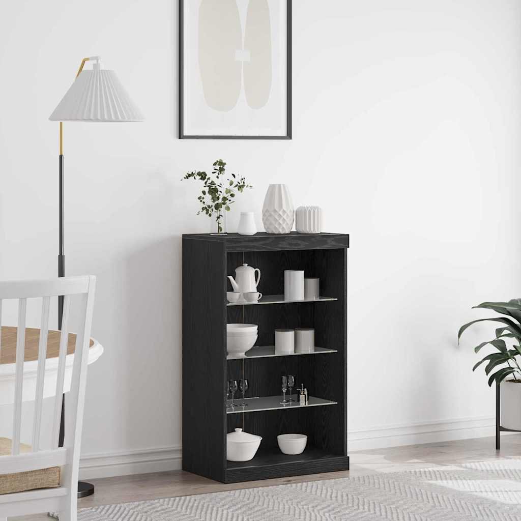 vidaXL LED Sideboard Black Oak 60.5 x 37 x 100 cm Engineered Wood 1