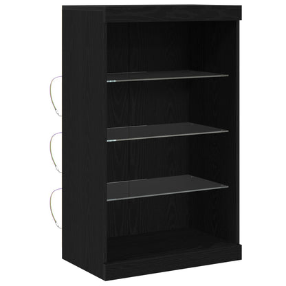 vidaXL LED Sideboard Black Oak 60.5 x 37 x 100 cm Engineered Wood 5