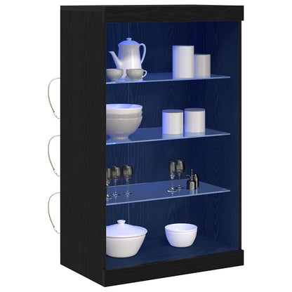 vidaXL LED Sideboard Black Oak 60.5 x 37 x 100 cm Engineered Wood 3