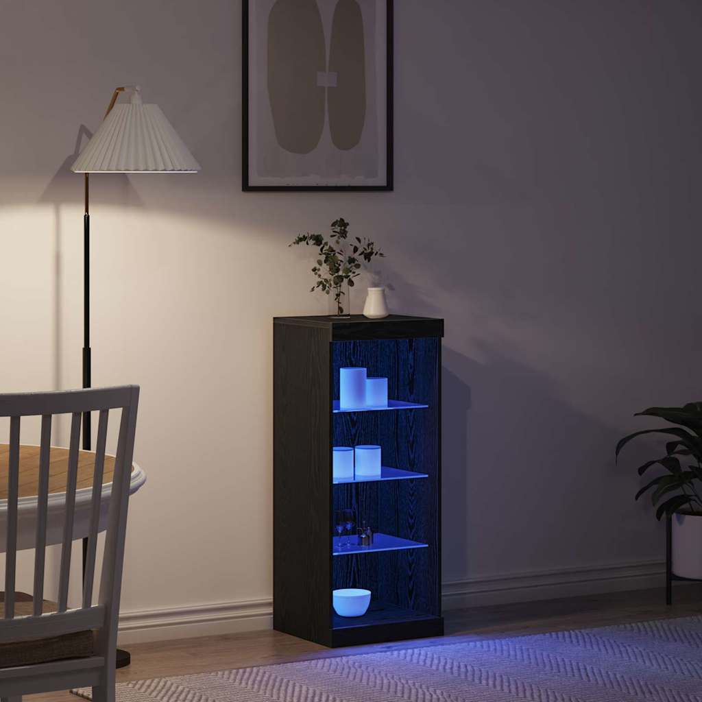 vidaXL LED Sideboard Black Oak 41 x 37 x 100 cm Engineered Wood 5