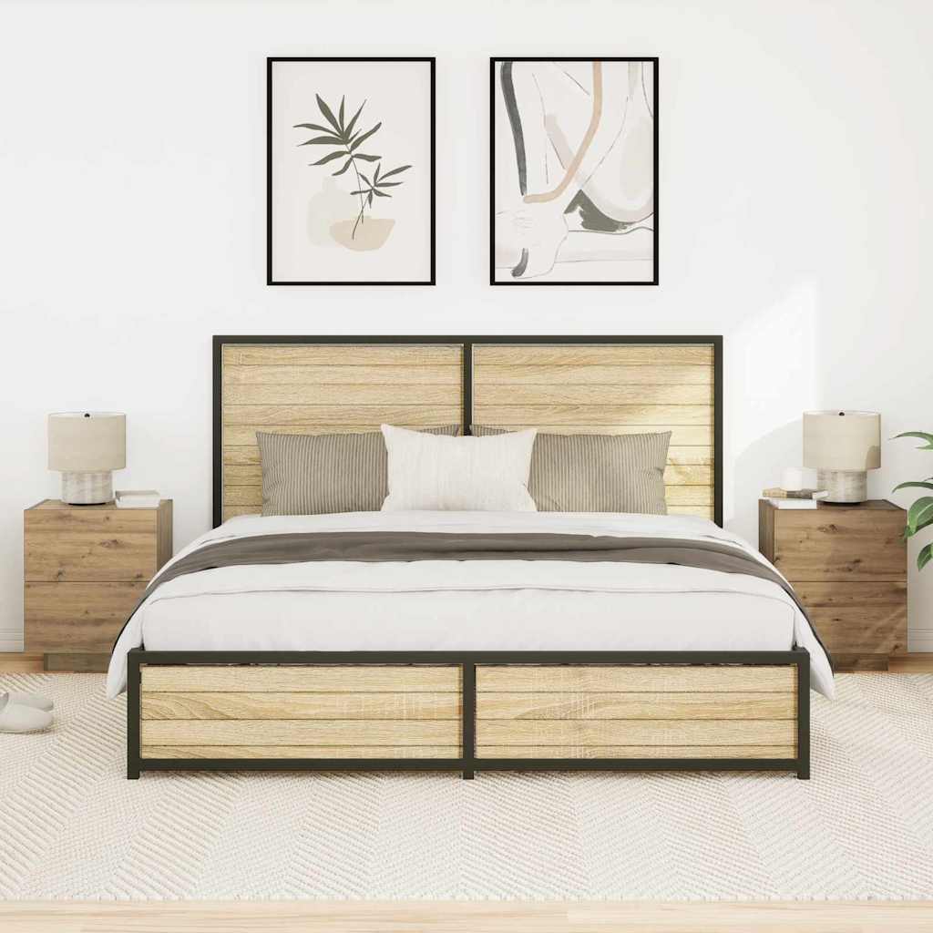 vidaXL Bedside Cabinet 2 pcs Artisan Oak 45 x 40 x 55 cm 4