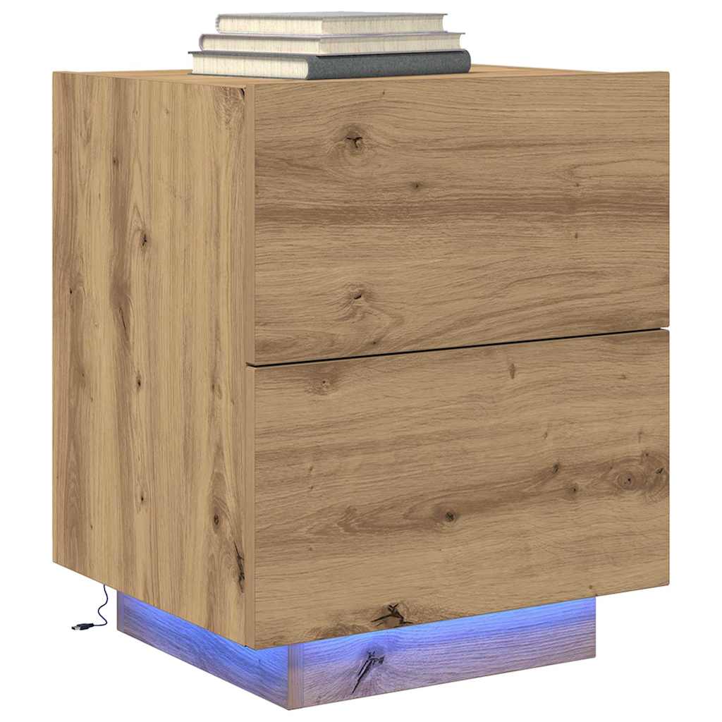 vidaXL Bedside Cabinet 2 pcs Artisan Oak 45 x 40 x 55 cm 3