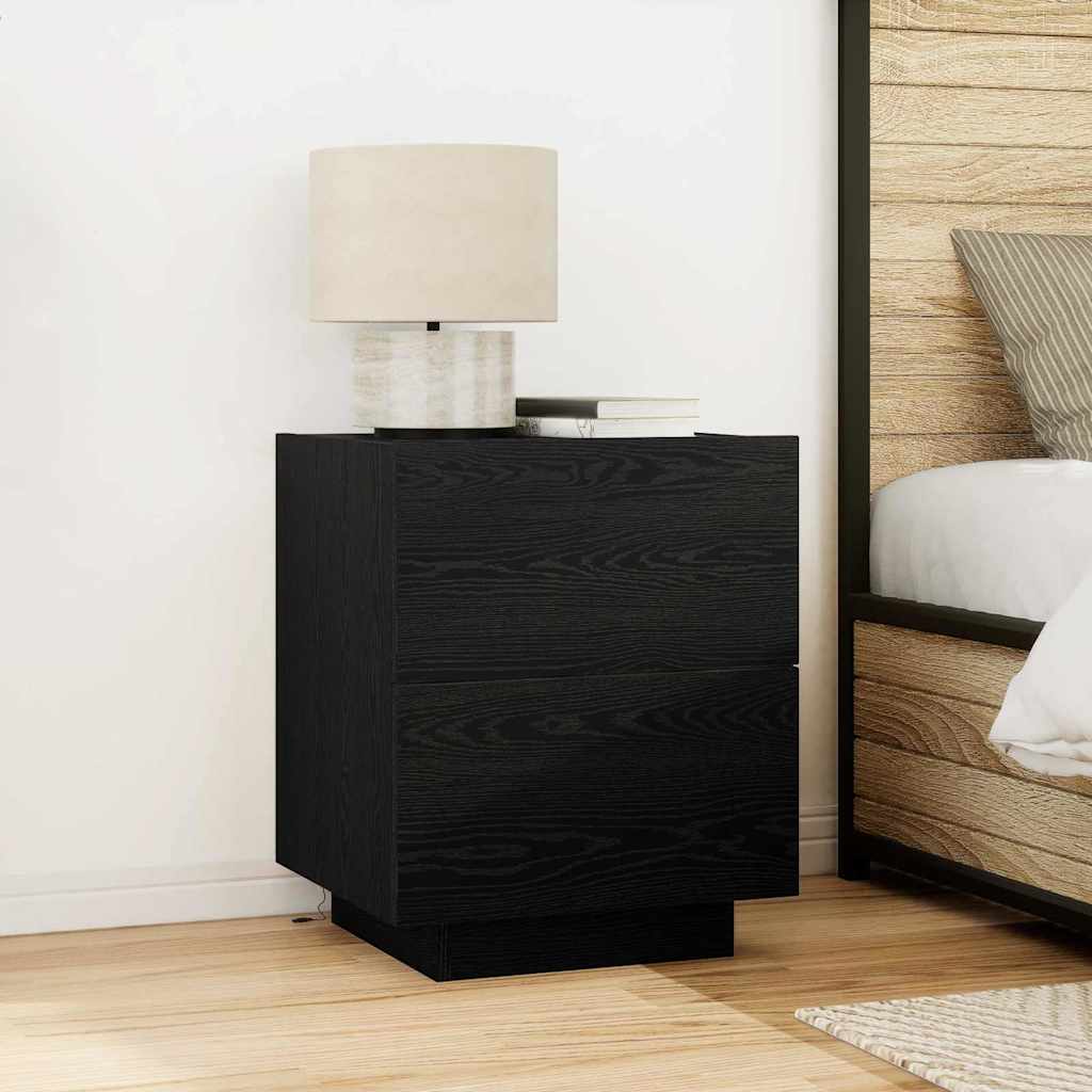 vidaXL Bedside Cabinet 2 pcs Black Oak 45 x 40 x 55 cm Engineered Wood 1