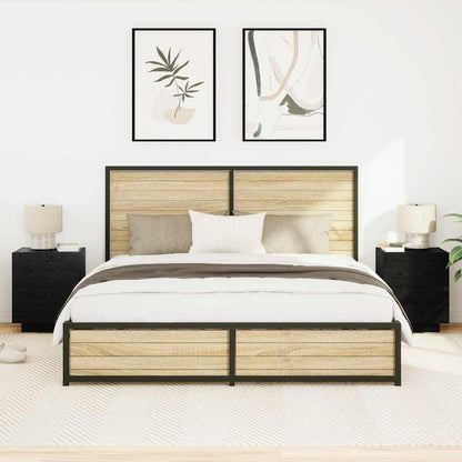 vidaXL Bedside Cabinet 2 pcs Black Oak 45 x 40 x 55 cm Engineered Wood 4