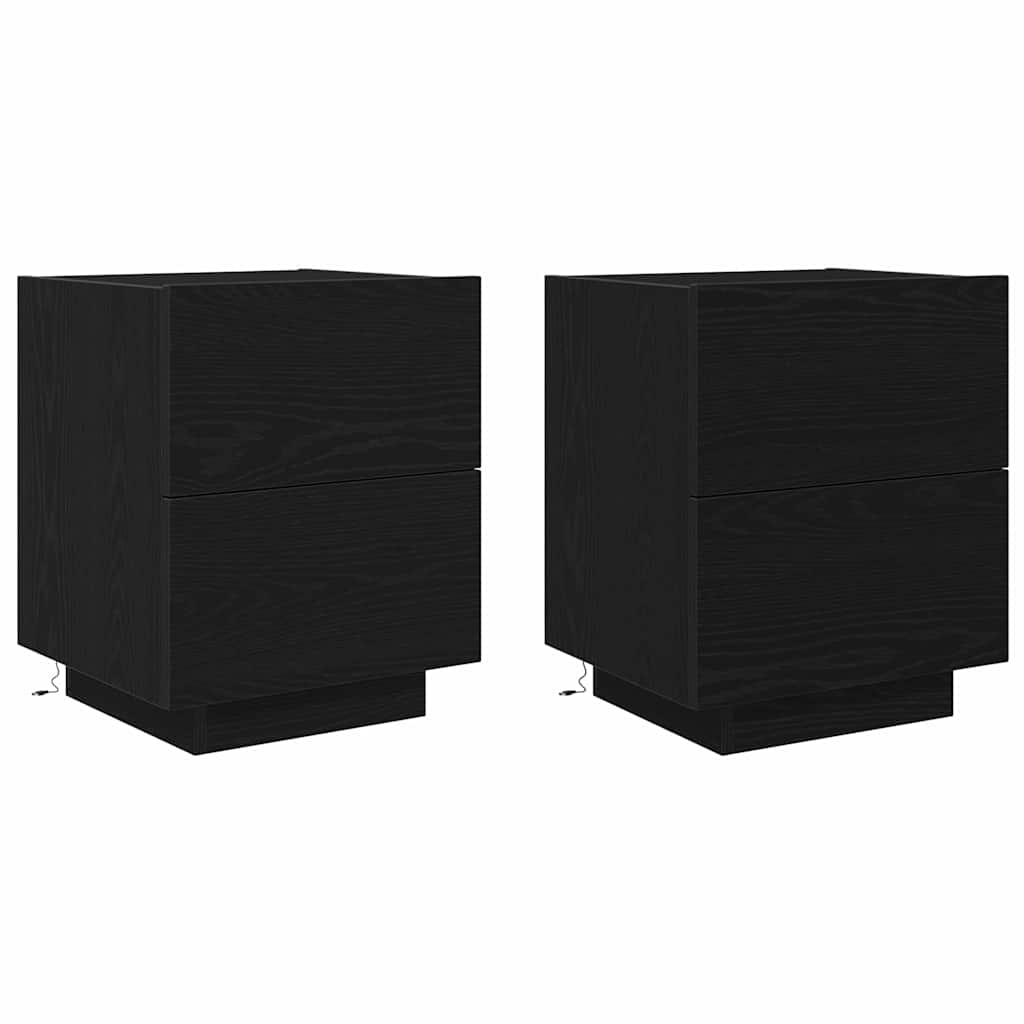 vidaXL Bedside Cabinet 2 pcs Black Oak 45 x 40 x 55 cm Engineered Wood 2