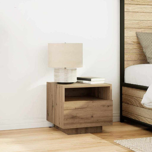 Bedside Cabinet with LED Lights 40x39x37 cm Artisan oak