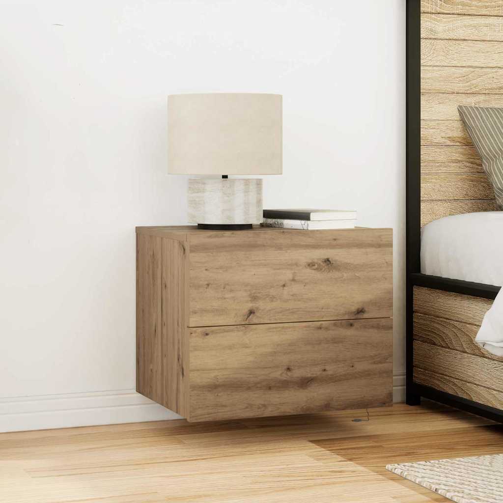 vidaXL Wall-mounted Bedside Cabinet with LED Lights