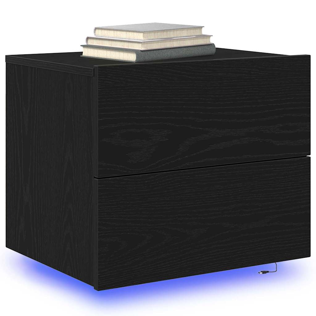 vidaXL Bedside Cabinet 2 pcs Black Oak 50 x 39 x 41 cm Engineered Wood 3