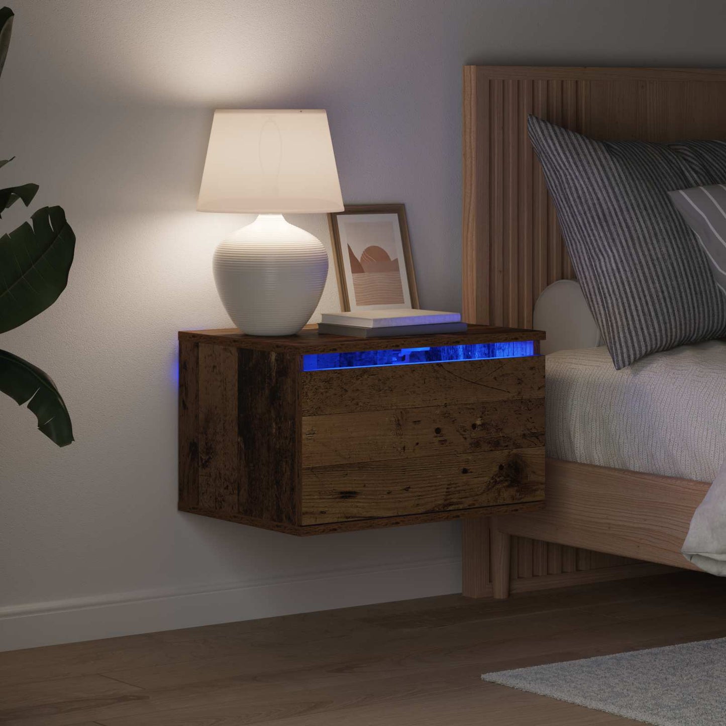 vidaXL Wall-mounted Bedside Cabinet 2 pcs Old Wood 50 x 36 x 30 cm 4
