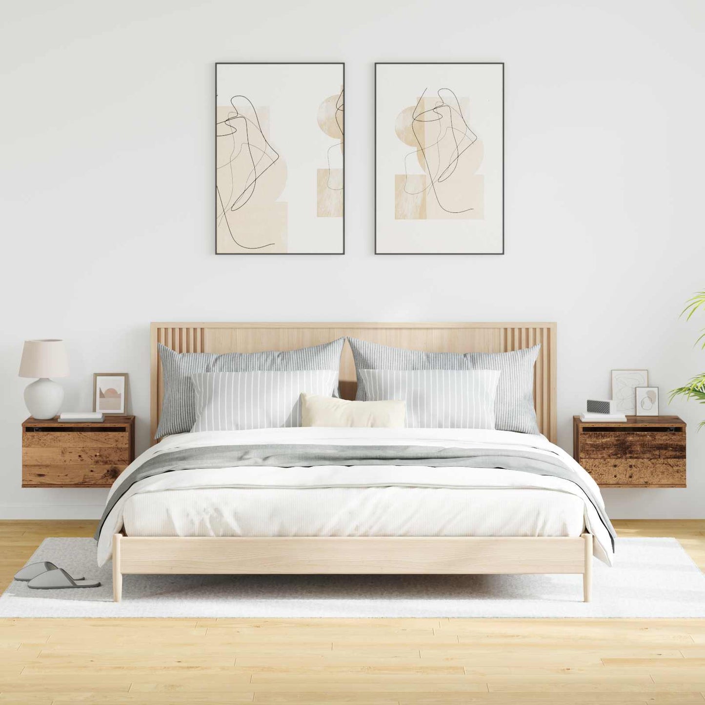 vidaXL Wall-mounted Bedside Cabinet 2 pcs Old Wood 50 x 36 x 30 cm 5