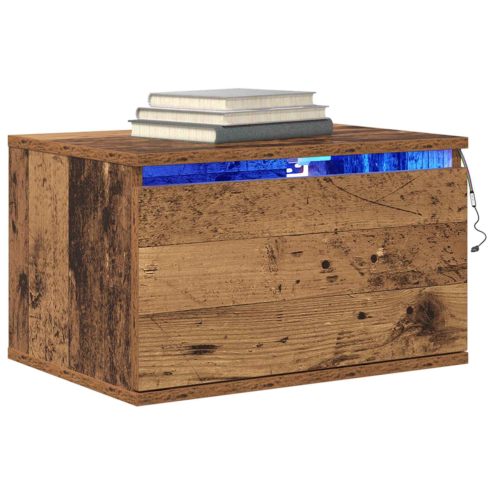 vidaXL Wall-mounted Bedside Cabinet 2 pcs Old Wood 50 x 36 x 30 cm 3