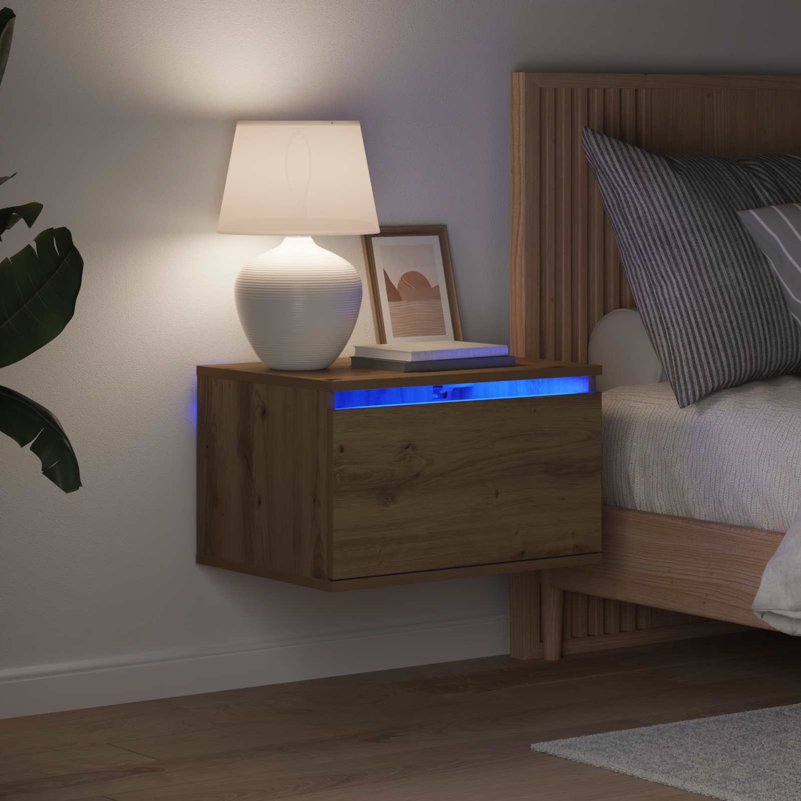 vidaXL Wall-mounted Bedside Cabinet 2 pcs Artisan Oak 50 x 36 x 30 cm 4