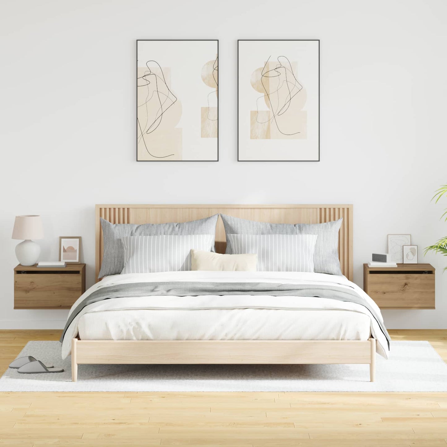 vidaXL Wall-mounted Bedside Cabinet 2 pcs Artisan Oak 50 x 36 x 30 cm 5