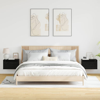 vidaXL Wall-mounted Bedside Cabinet 2 pcs Black Oak 50 x 36 x 30 cm 5