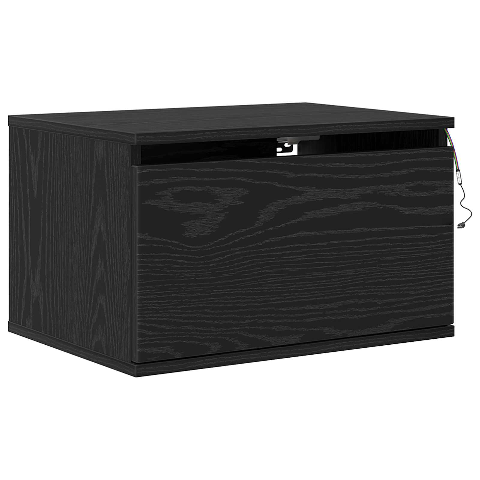 vidaXL Wall-mounted Bedside Cabinet 2 pcs Black Oak 50 x 36 x 30 cm 6