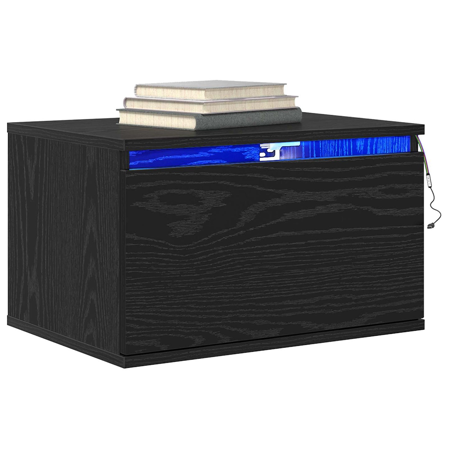 vidaXL Wall-mounted Bedside Cabinet 2 pcs Black Oak 50 x 36 x 30 cm 3