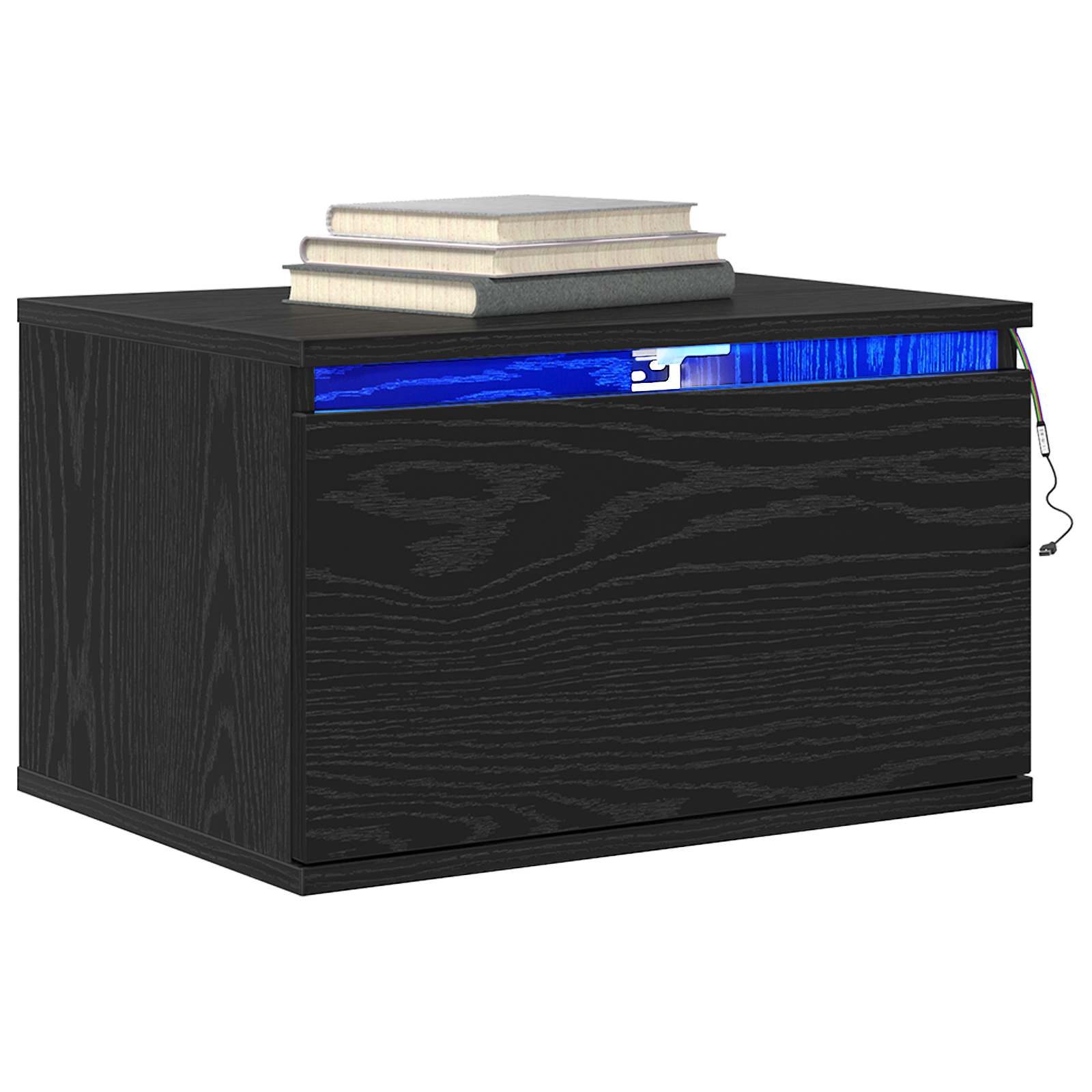 vidaXL Wall-mounted Bedside Cabinet 2 pcs Black Oak 50 x 36 x 30 cm 3