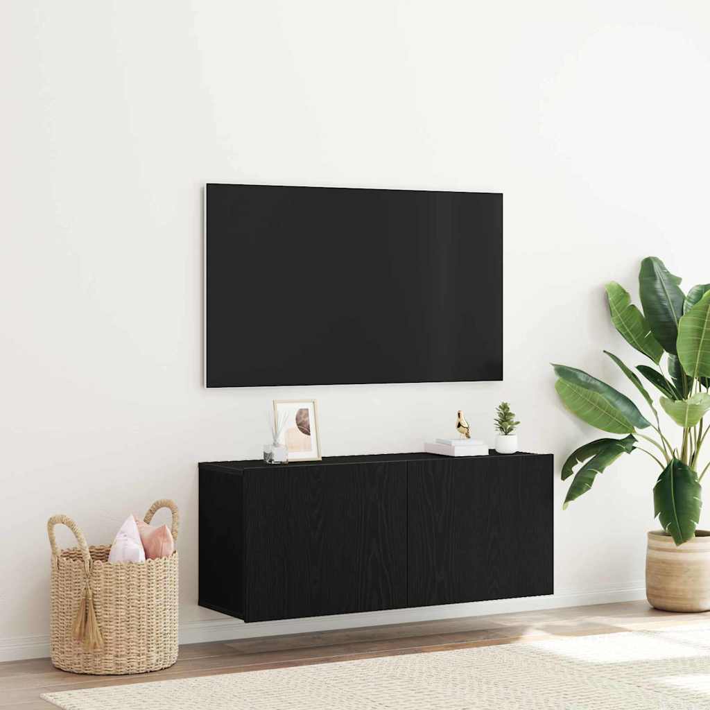 vidaXL TV Cabinet Set 100 x 30 x 41 cm Black Oak Engineered Wood 1
