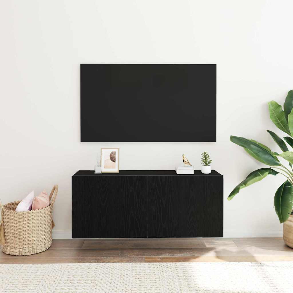 vidaXL TV Cabinet Set 100 x 30 x 41 cm Black Oak Engineered Wood 4