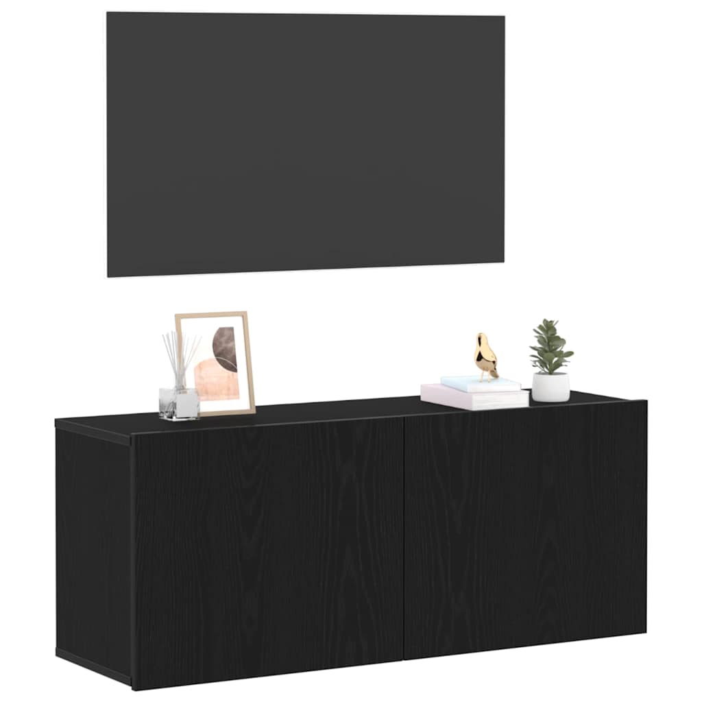 vidaXL TV Cabinet Set 100 x 30 x 41 cm Black Oak Engineered Wood 3