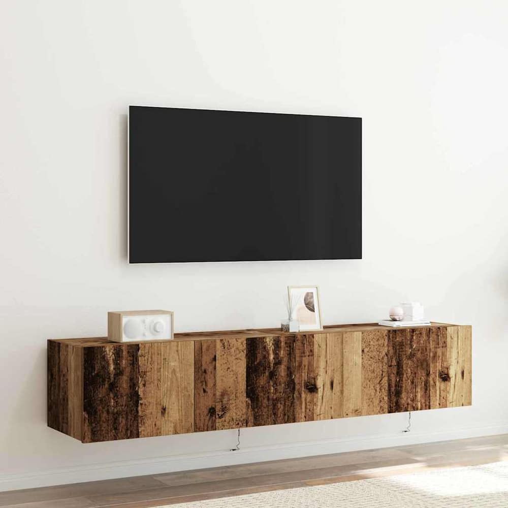 TV Wall Cabinets with LED Lights 80x35x31 cm 2 pcs Old wood