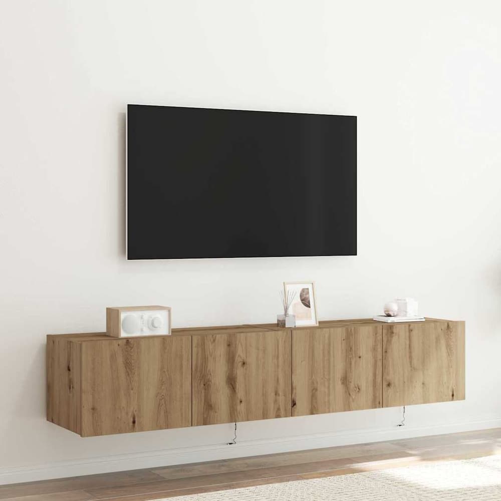 TV Wall Cabinets with LED Lights 80x35x31 cm 2 pcs Artisan oak
