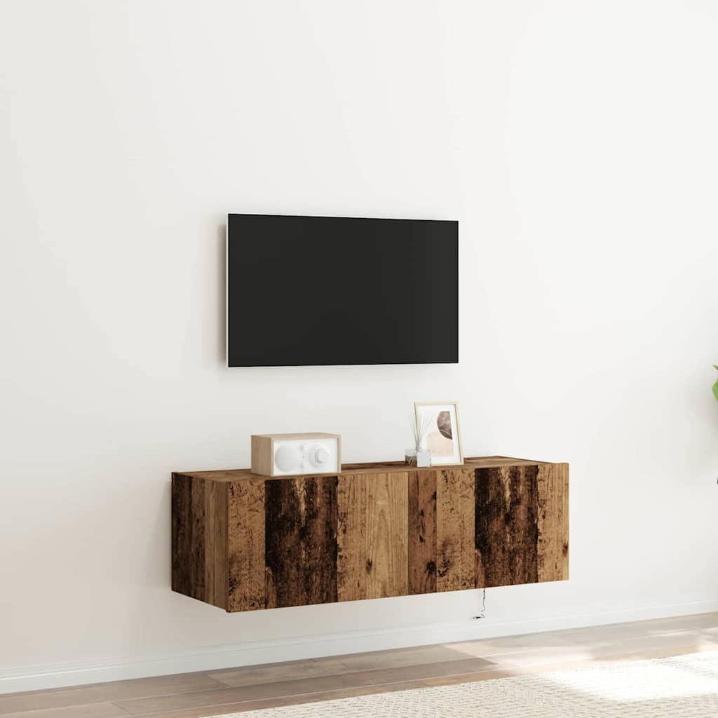 vidaXL TV Wall Cabinet 2 pcs Old Wood Engineered Wood 1