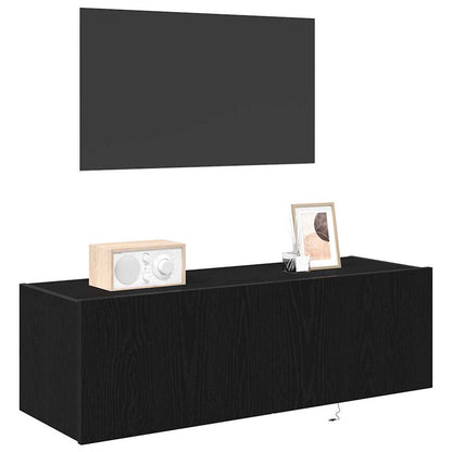 vidaXL TV Wall Cabinet 2 pcs Black Oak Engineered Wood 3