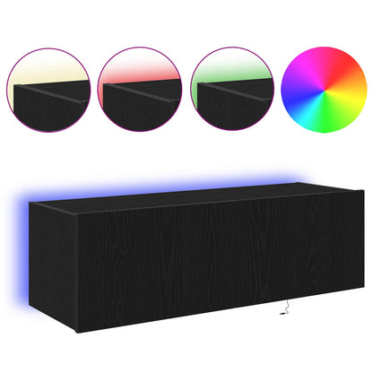 vidaXL TV Wall Cabinet 2 pcs Black Oak Engineered Wood 4