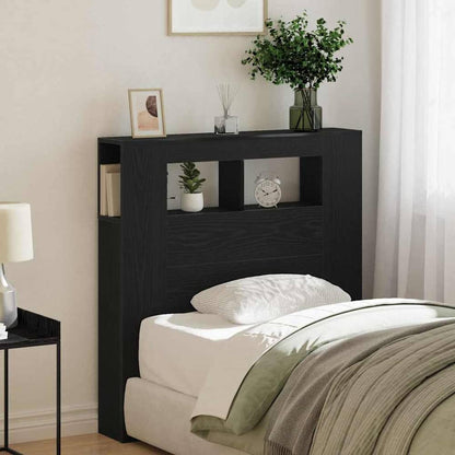 LED Headboard Engineered Wood Black Oak 100 cm