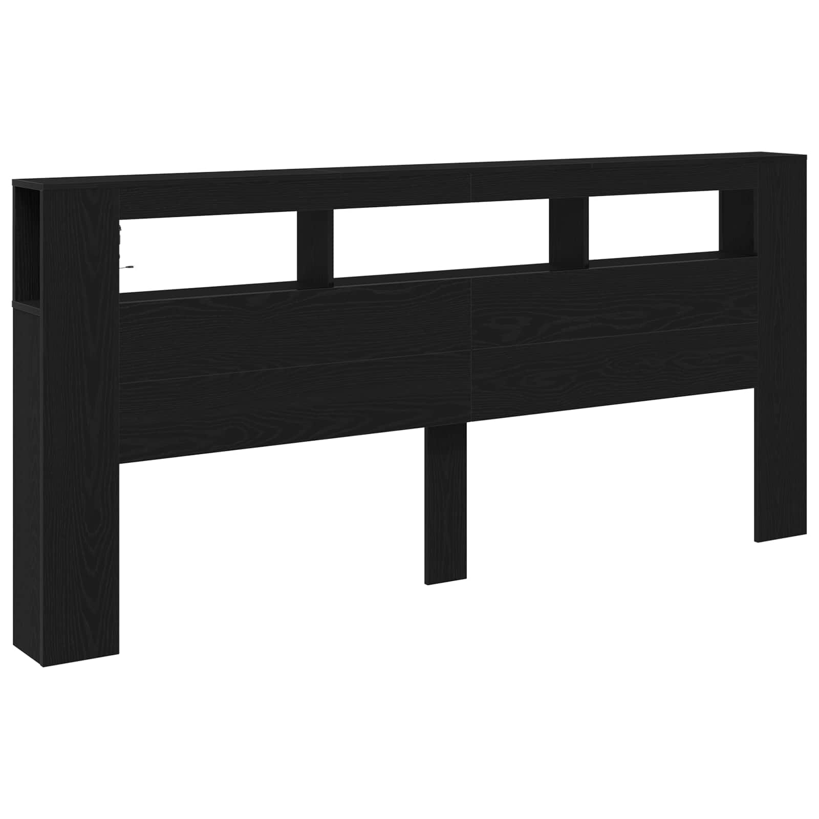 vidaXL LED Headboard Black Oak Engineered Wood 4